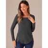 Allegra K Women's Ribbed Knit Long Sleeve Square Neck Tee Top - 2 of 4