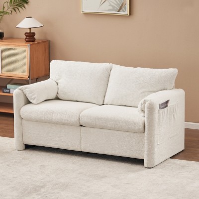 Modern Loveseat Sofa Chenille Couch with Cushions,60" Compact Couches for Small Spaces, Living Room-Tanpinhause