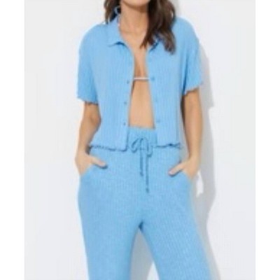 Women's Lettuce Edge Rib Pant - ocean drive