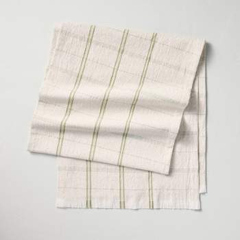 20"x90" Tri-Stripe Plaid Woven Table Runner Light Green/Natural - Hearth & Hand™ with Magnolia