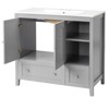 phiestina Grey MDF Lacquered Bathroom Vanity Cabinet, Double Doors & 2 Drawers, Decorative Molding, 35.8" H x 18.1" W x 32.3" D - 4 of 4
