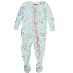RuffleButts SoftSnooze Baby Girls Ruffle One Piece Footie Pajama - 1 of 4