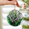 Lily of Valley Flower Ornament – Christmas Decoration & Christmas Ornament; Round Ceramic - 2 of 4