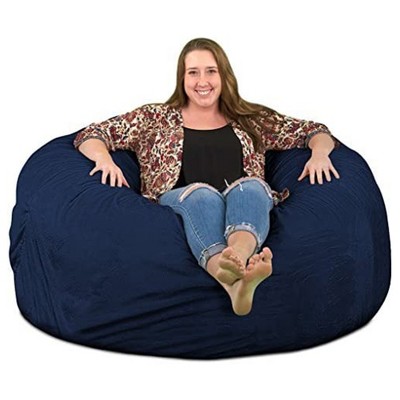 Ultimate Sack 5ft Bean Bag Chair, Oversized Comfortable Indoor Floor Lounger, Giant Foam-Filled Furniture for Relaxing, Navy Suede