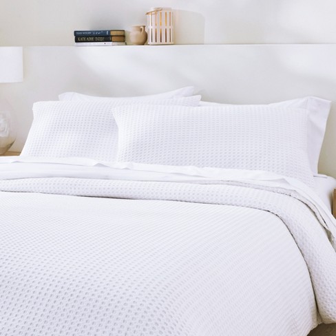 Textured Duvet Cover & Shams | 3 Piece Set Soft 100% Cotton | White