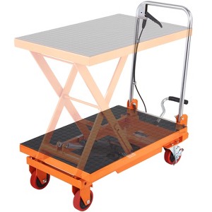 VEVOR Hydraulic Lift Table Cart, 330lbs Capacity 28.5" Lifting Height, Manual Single Scissor Lift Table with 4 Wheels and Non-slip Pad - 1 of 4