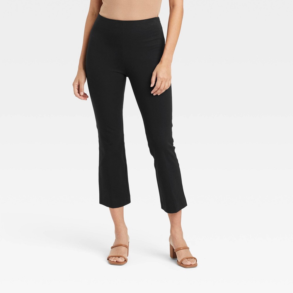 Women's Super-High Rise Slim Fit Cropped Kick Flare Pull-On Pants - A New Day™ Black 14