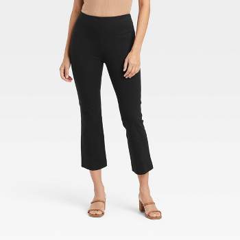 Women's Super-High Rise Slim Fit Cropped Kick Flare Pull-On Pants - A New Day™ Black 18