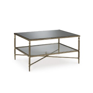 Signature Design by Ashley Cloverty Traditional Glass Coffee Table with Mirrored Top and Storage Shelf - Aged Gold Metal Frame - 1 of 4