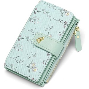 Clotth Womens Wallet - RFID Blocking Trifold Wallet for Women - Large Capacity Vegan Leather Floral Purse with Zipper Coin Pocket - 1 of 4