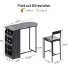 Bar Table and Chairs Set for 2 - Pub Table and Chairs Set, 3 Piece Table Set, Three Tier Storage Shelf, Suitable for Living Room, Dining Room, Small - 3 of 4