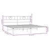 vidaXL Powder-Coated Steel 72"x83.9" White Bed Frame with Headboard - Sturdy, Comfortable - 4 of 4