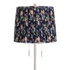 360 Lighting Abba Modern 65" Tall Standing Floor Lamp Skinny Pole Twin Pull Chain Silver Metal Brushed Steel Finish Bedroom Pleated Navy Blue Shade - 2 of 4