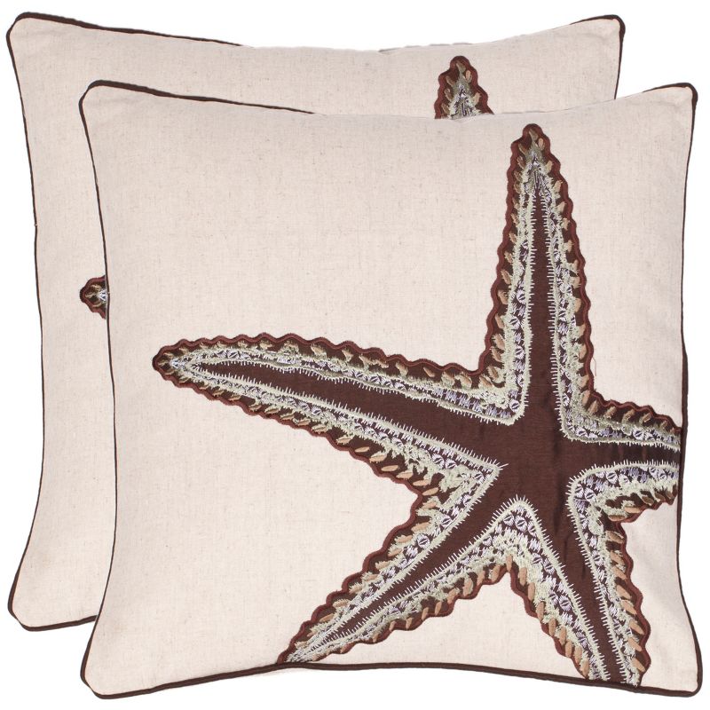 Lucky Star Pillow (Set of 2) - Ecru - 18" x 18" - Safavieh ., 1 of 3
