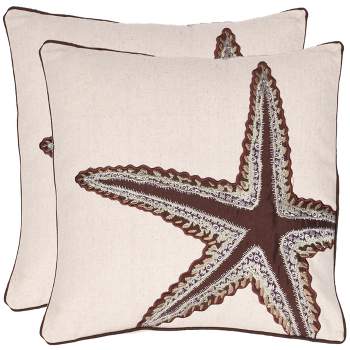 Lucky Star Pillow (Set of 2) - Ecru - 18" x 18" - Safavieh .
