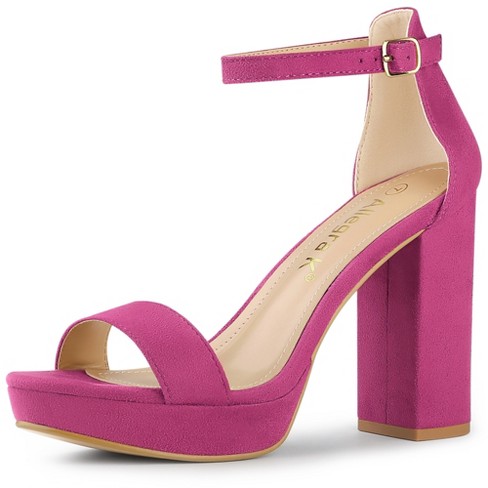 Allegra K Women's Ankle Strap Platform Chunky Heels Hot Pink 8.5 : Target