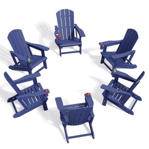 NAYSAYE Patio Chaise Lounge Adirondack Chair 6-Piece Foldable Recliner with Cup Holder 400 LBS Capacity for Backyard Garden, 22.3"*30"*36.4" - 1 of 4