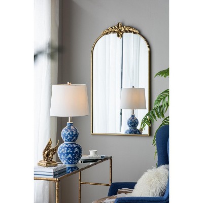 D13x25.7" Blue and White Round Two-Tiered Ceramic Vase Lamp