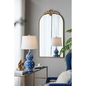 D13x25.7" Blue and White Round Two-Tiered Ceramic Vase Lamp - 1 of 4