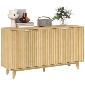 HOMCOM Fluted Buffet Cabinet with Storage, 55" Modern Sideboard Storage Cabinet with 4 Doors, 2 Adjustable Shelves and 5 Wood Legs - 1 of 4
