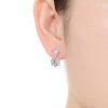 Guili Sterling Silver Rhodium Plated Clear Round Cubic Zirconia Two Stone Drop Earrings, a Minimalist Yet Strikingly Beautiful Classic Design - 2 of 3