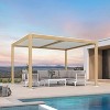 PURPLE LEAF Louvered Pergola Outdoor Aluminum Pergola with White Adjustable Rainproof Roof Wood Grain Frame Hardtop Gazebo for Patio Deck Garden - 2 of 4