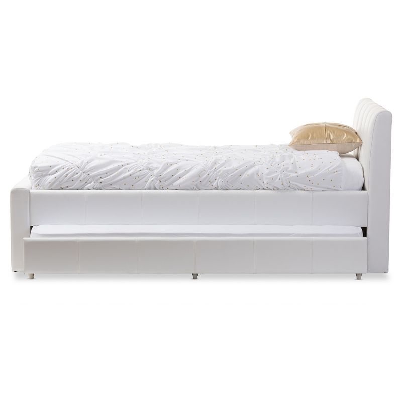 Twin Cosmo Modern And Contemporary Faux Leather Trundle Bed White - Baxton Studio, 5 of 7