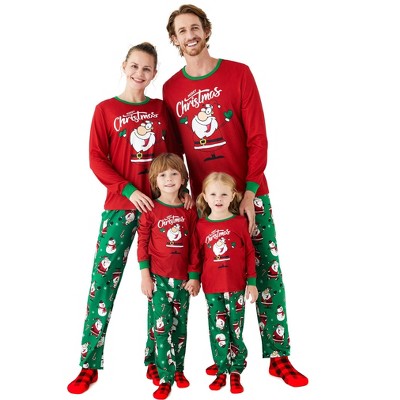 Christmas Family Pajama Set Red Pajamas with Santa Claus Print and Christmas Stocking