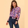 INSPIRE CHIC Women's Stand Collar Floral Prints Zip Up Lightweight Short Jacket - image 2 of 4