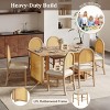 7-Piece Rustic Dining Table Set with Wood Frame and Rattan Accents, Dining Set with 6 Rattan Dining Chairs for Dining Room - Panipeachy - 4 of 4