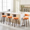 Bekrvio 26" Faux Leather Swivel Bar Stools Set of 1/2/3/4,Mid Century Modern Counter Chairs with Wood Legs and Curved Back for Kitchen Island - 3 of 4