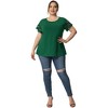 Agnes Orinda Women's Plus Size Round Neck Hollow Lace Panel Short Sleeve Casual Summer Blouses - 3 of 4