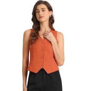 INSPIRE CHIC Women's Fashion Sleeveless Button Down V Neck Crop Summer Vest - 1 of 4