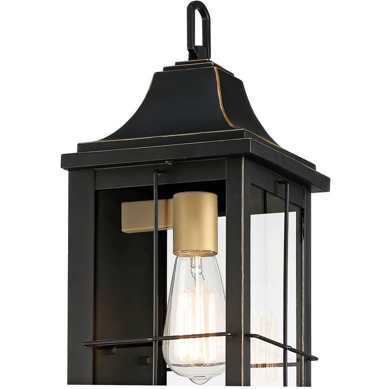 John Timberland Sunderland Vintage Outdoor Wall Light Fixture Black Warm Gold 18 1/2" Clear Glass Panels for Post Exterior Barn Deck House Porch Yard, 3 of 8