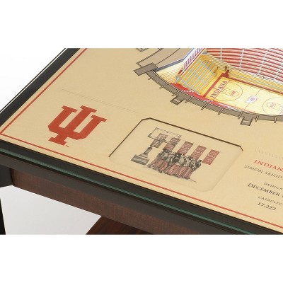 Modern Industrial Wood & Metal LED-Lit Stadium Art End Table