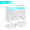 Dresser for Bedroom, Modern 7 Drawers Long Dresser with Charging Station and LED Lights Design, Wooden Large Capacity Storage Chest of Drawers - 2 of 4