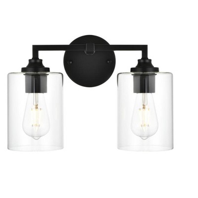 Elegant Lighting Mayson 2 light Black and Clear Bath Sconce