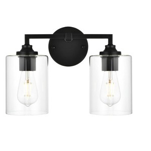 Elegant Lighting Mayson 2 light Black and Clear Bath Sconce - 1 of 4