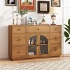 Christopher Knight Home Mirae 55.1'' Vintage Storage Cabinet with 7 Drawers, 2 Glass Doors and Adjustable Shelves - 2 of 4
