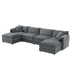 CAVINAS 136"Modular Sectional Sofa with 6 Seats,U-shaped Cloud Couch for Living Room,Oversized Couch with Double Cushions,Dark Blue - 2 of 4