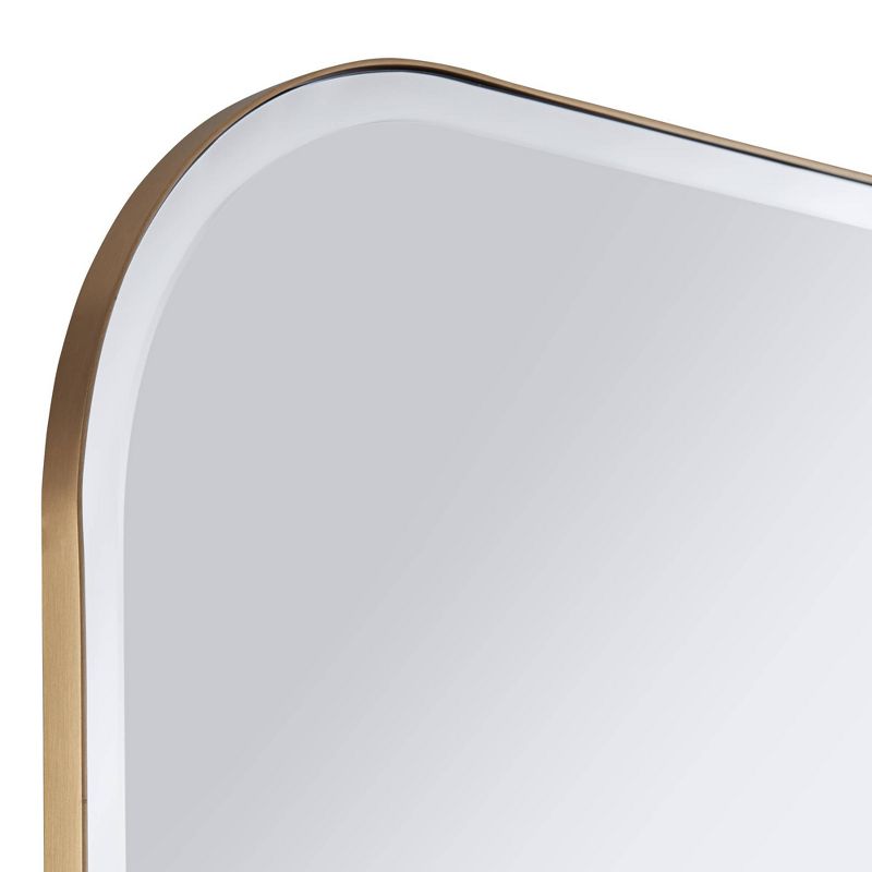 Possini Euro Design Bailey Rounded Corner Rectangular Vanity Wall Mirror Modern Beveled Brushed Gold Frame 27" Wide for Bathroom Bedroom Home Office, 3 of 10
