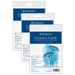 Strathmore Creative Cards & Envelopes, Flourescent White with Deckle Edge, Full Size, 5x6.875 inch, 6 Per Pack, 3 Packs - 1 of 4