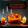 Skeleteen Haunted Halloween Candelabra Prop - LED Light up Skull Indoor Candelabra Candlesticks Holder Home Decoration for Halloween - image 3 of 4