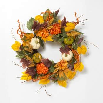 Gerson International 26-Inch Diameter Harvest Wreath with Pumpkin and Berry Accents.