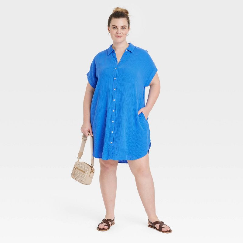 Women's Short Sleeve Mini Shirtdress - Universal Thread™, 4 of 8