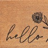 HomeRoots 24" X 36" Natural and Black Coir Floral Hello Outdoor Door Mat - 3 of 3