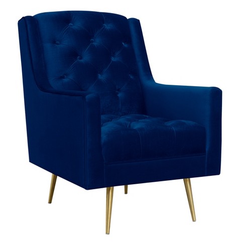 Reese Accent Chair With Gold Legs Navy, Navy Blue Living Room Chair