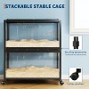 Acekool Large 3-Tier Hamster Cage, Metal & Glass Small Animal Habitat with Wheel, Deep Bottom, Ramps & Accessories, Black - 3 of 4