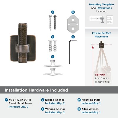 Oil-Rubbed Bronze Single Prong Wall Hook