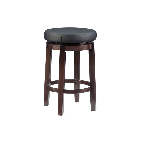 Linon Maya Faux Leather Swivel Backless Counter Height Barstool Black ...